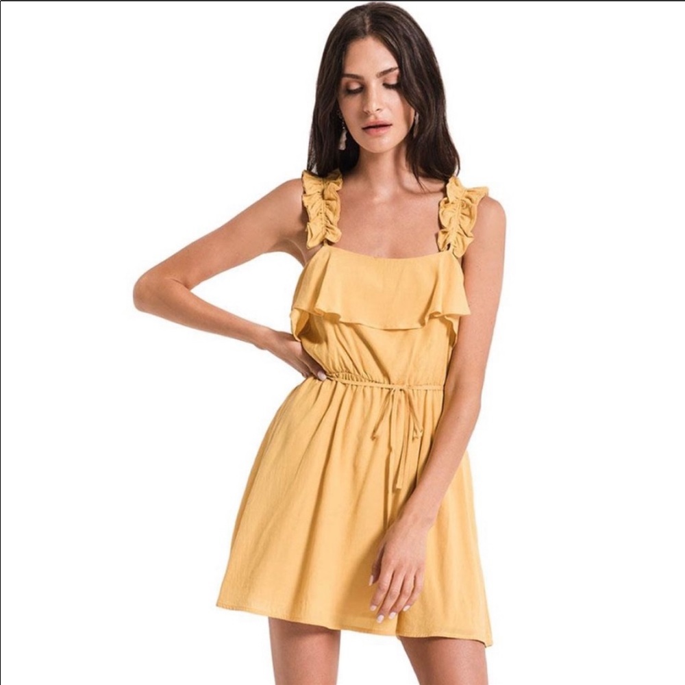 Black Swan Yellow Helene Ruffle Girly Dress